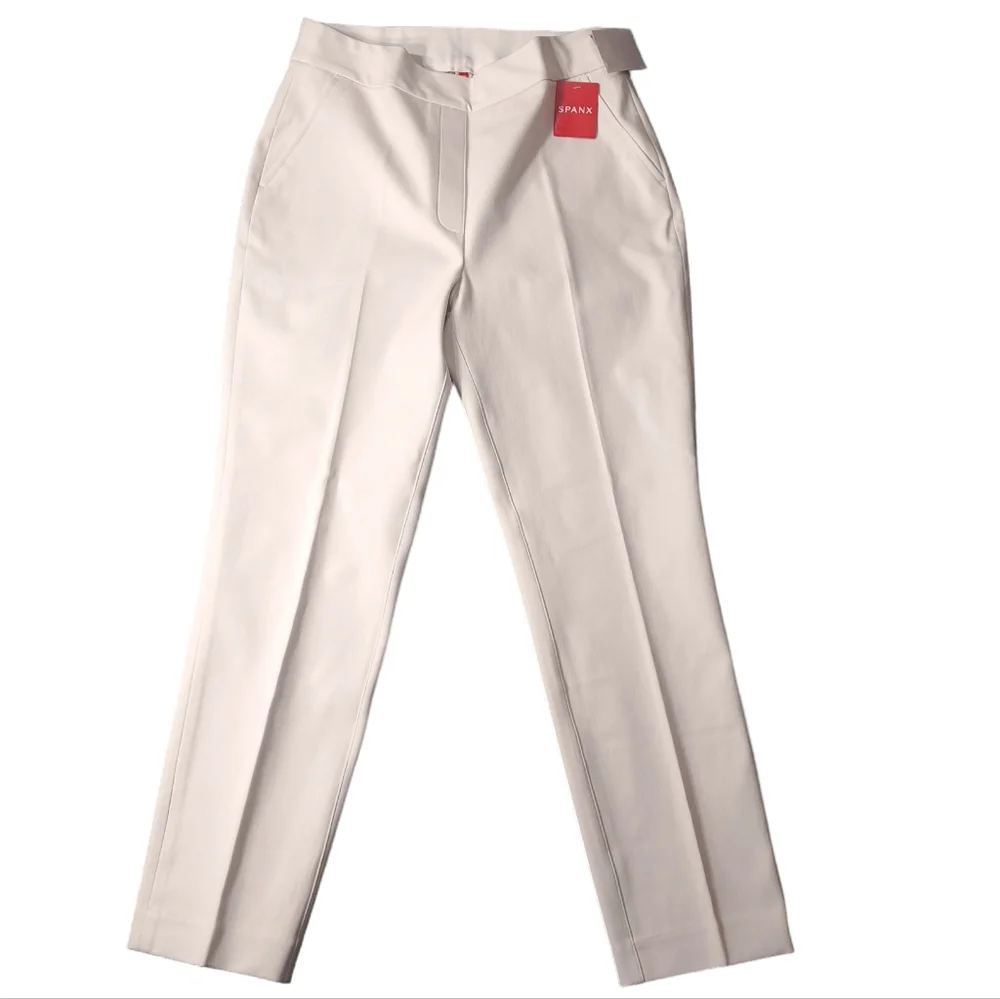 SPANX Women's Slim Straight Pants in Classic White Size M 20372R Grey Linings - Picture 3 of 16